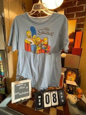 The Simpsons Family on Couch Blue T-Shirt -